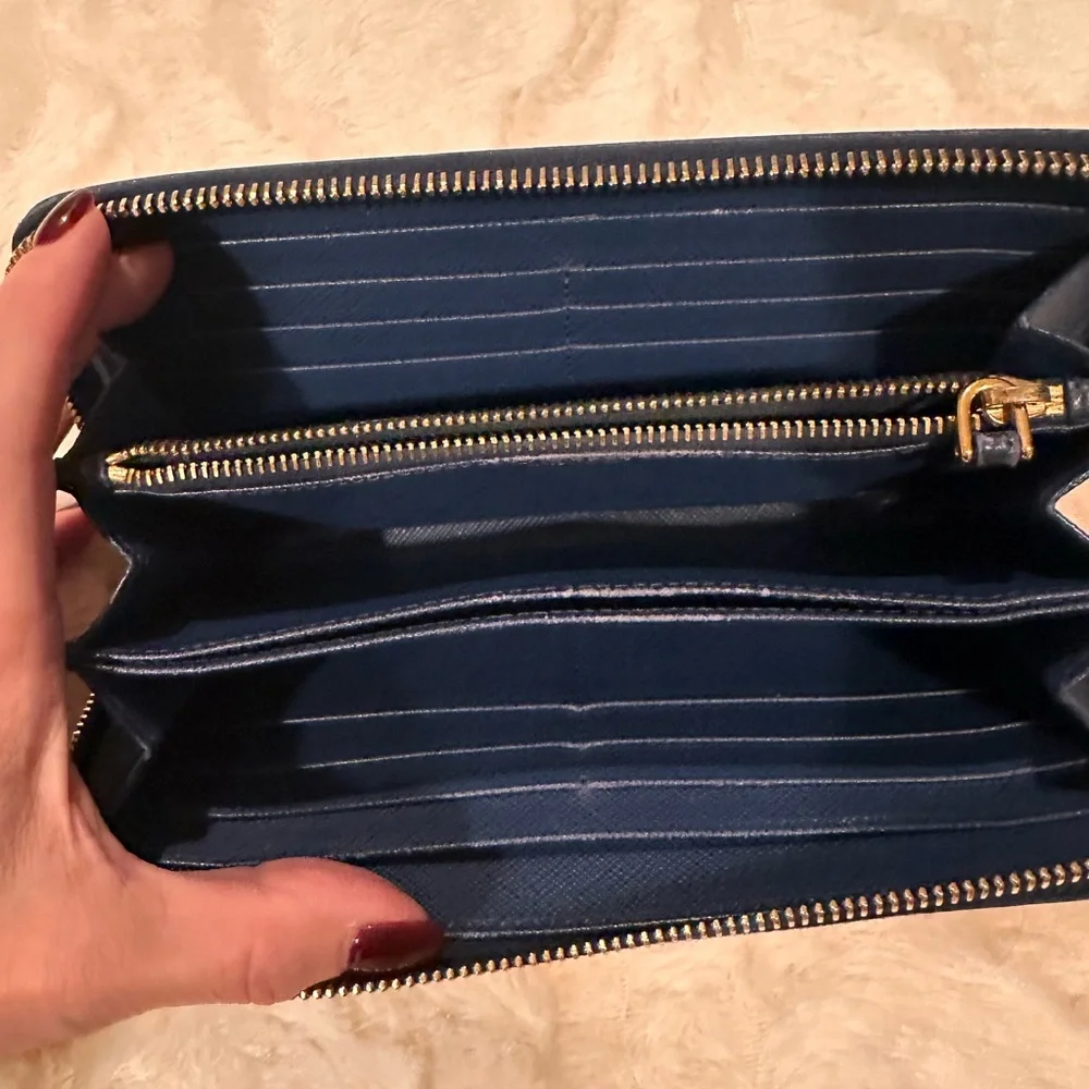Prada blue  Wallet with Gold Detail